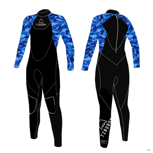 Traje De Surf Niños Militar Azul Tiburón
