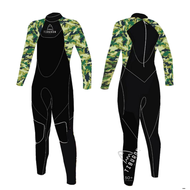 Traje De Surf Niños Militar Verde Tiburón
